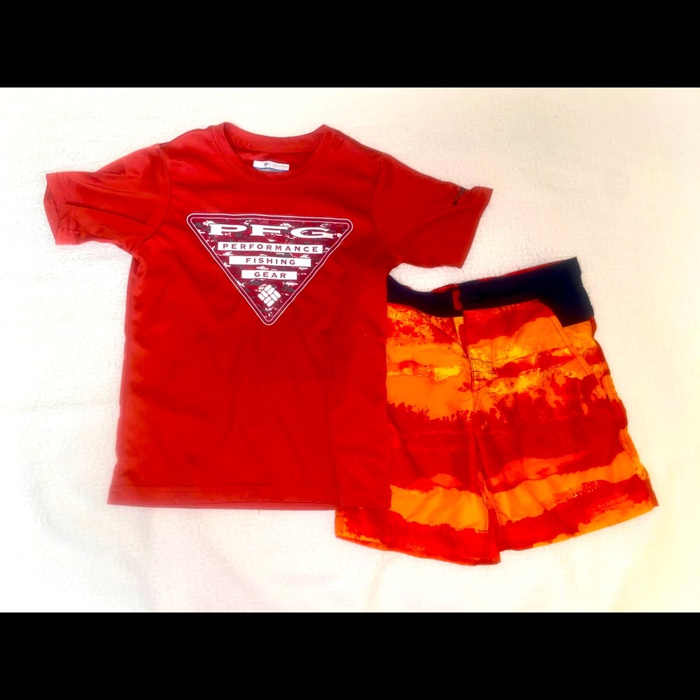 Boys outfit north face shorts Columbia shirt